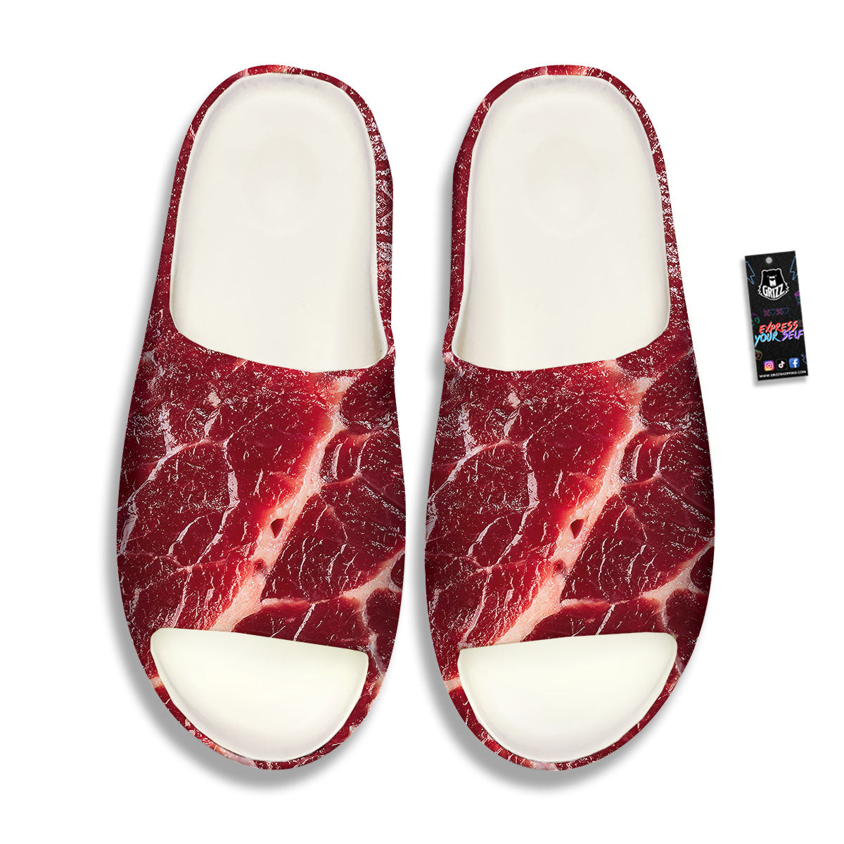 Texture Red Meat Print Sandals-grizzshop
