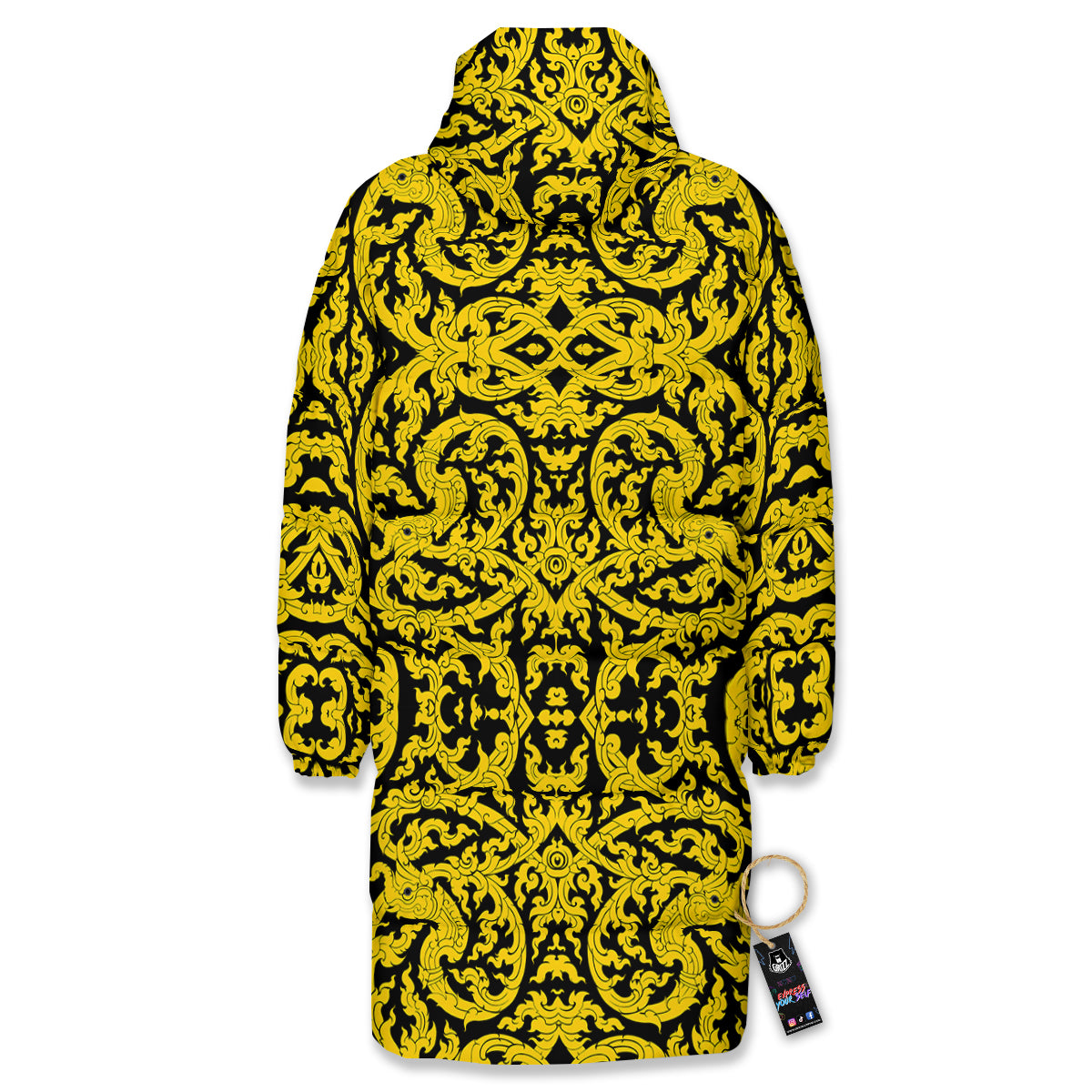 Thai Art Old Style Print Pattern Long Down Jacket-grizzshop