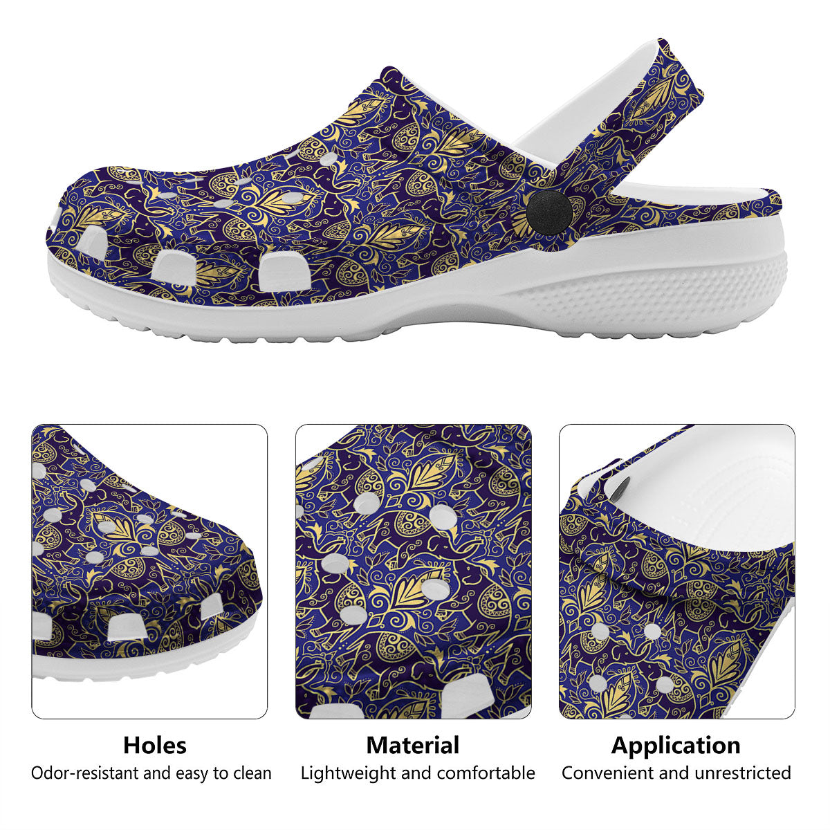Thai Ethnic Elephant Print Pattern Clog-grizzshop