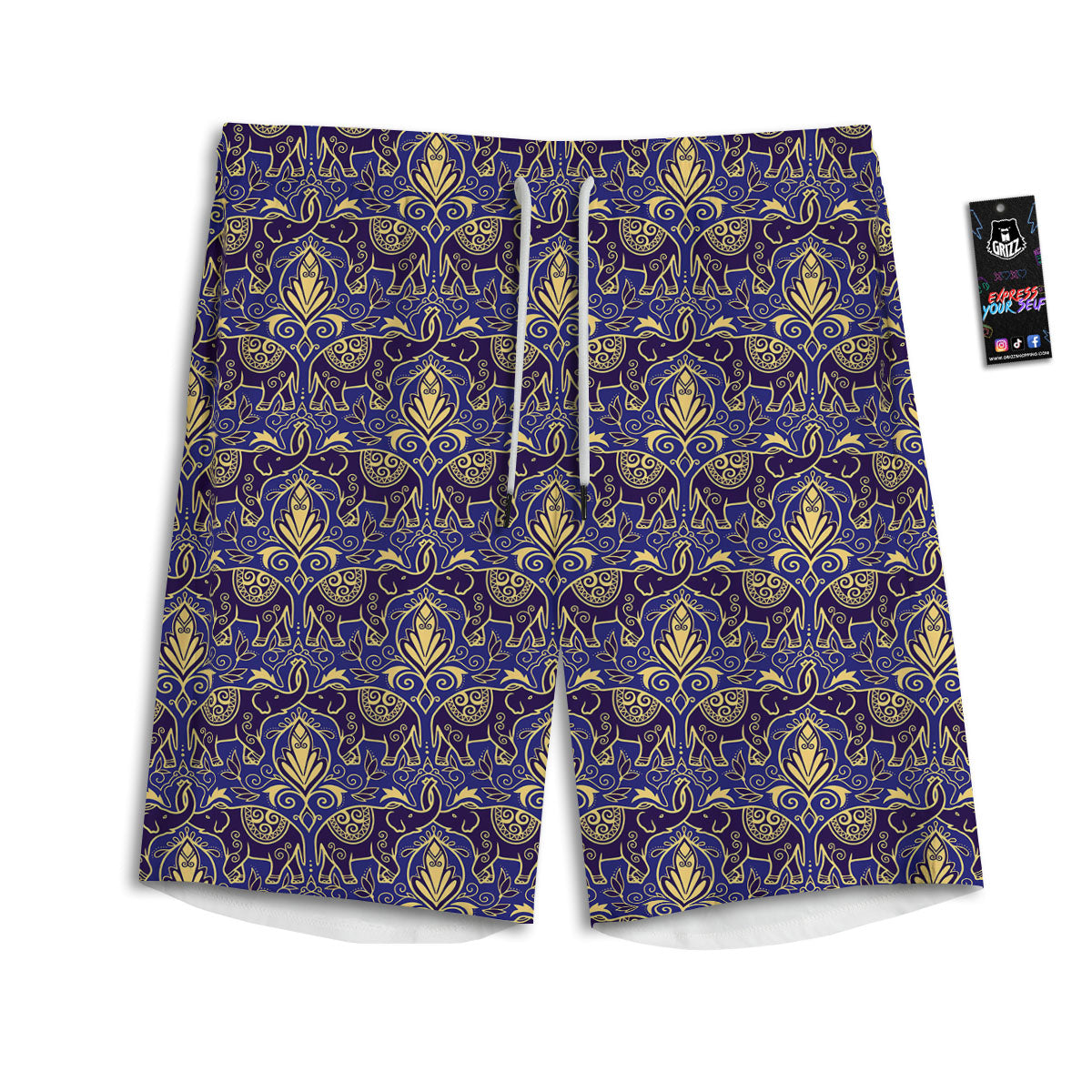 Traditional Japanese Print Pattern Men's Athletic Shorts