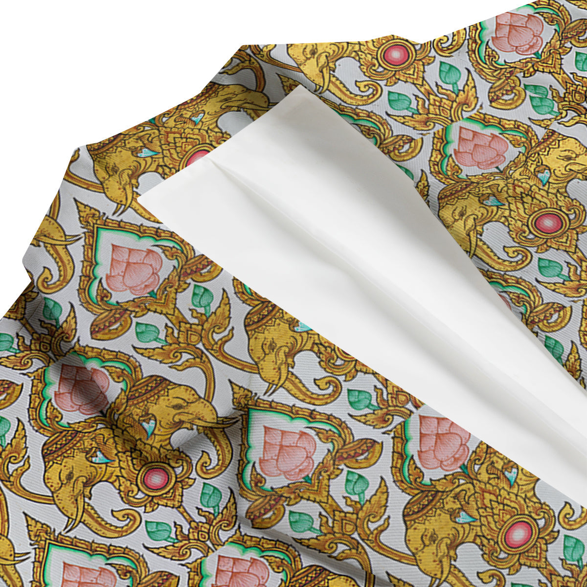 Thai Lotus Elephant Print Men's Blazer-grizzshop