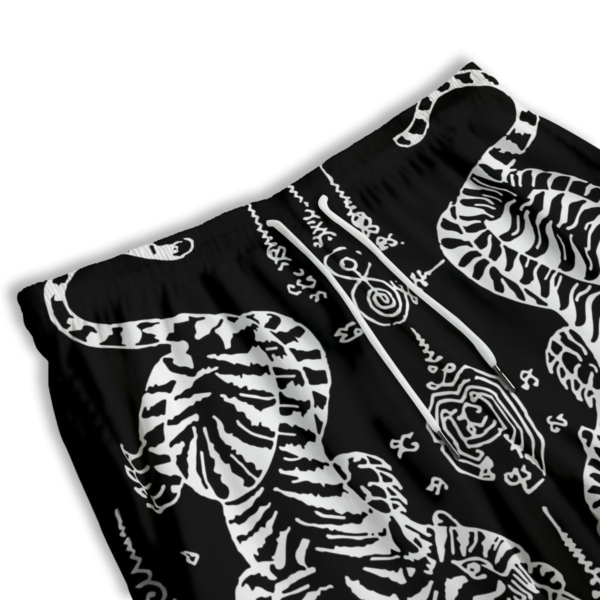 Thai Tattoo White And Black Print Men's Athletic Shorts