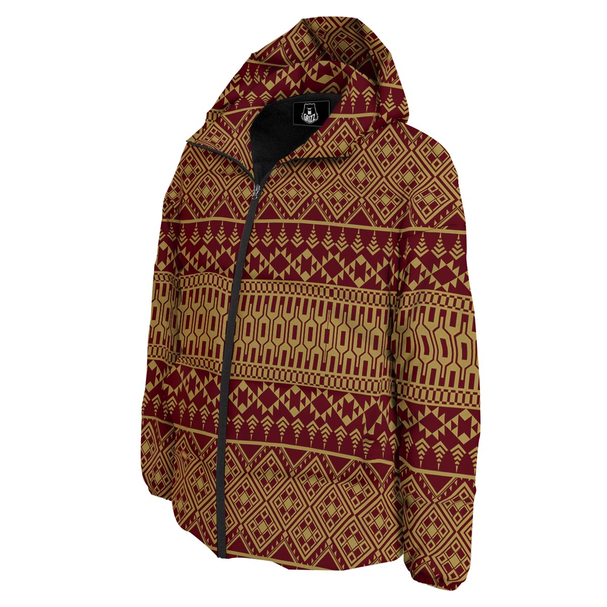 Thai Traditional Print Pattern Down Jacket-grizzshop