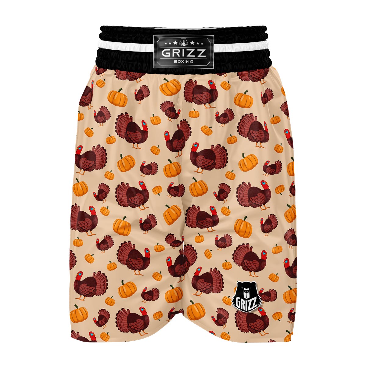 Thankgiving Turkey Pattern Print Boxing Shorts-grizzshop