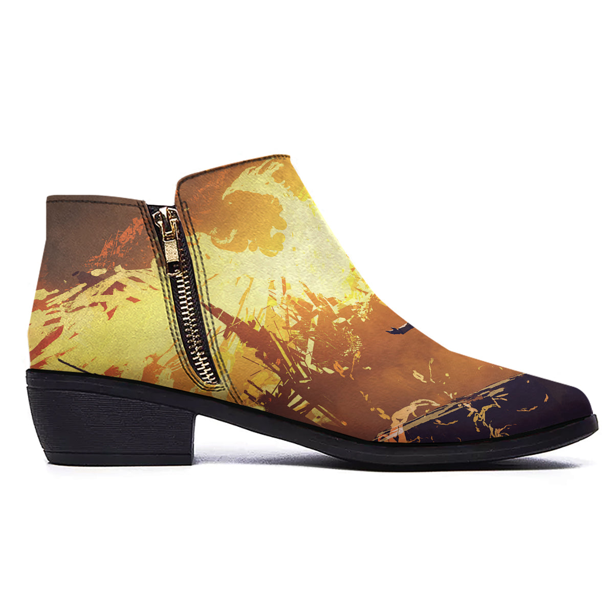 The Man And Phoenix Print Ankle Boots-grizzshop