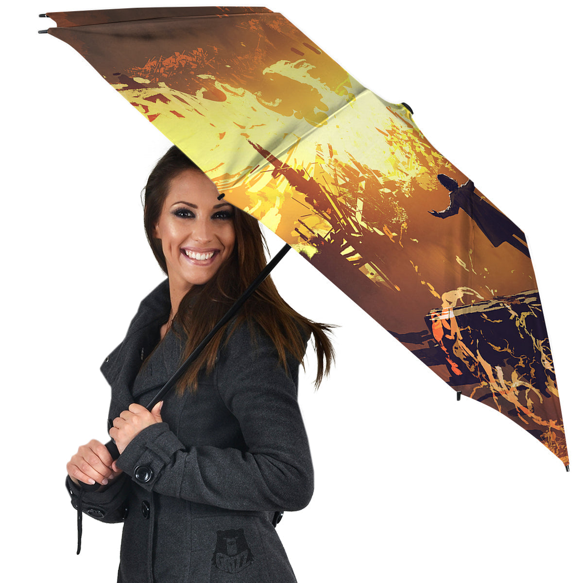 The Man And Phoenix Print Umbrella-grizzshop