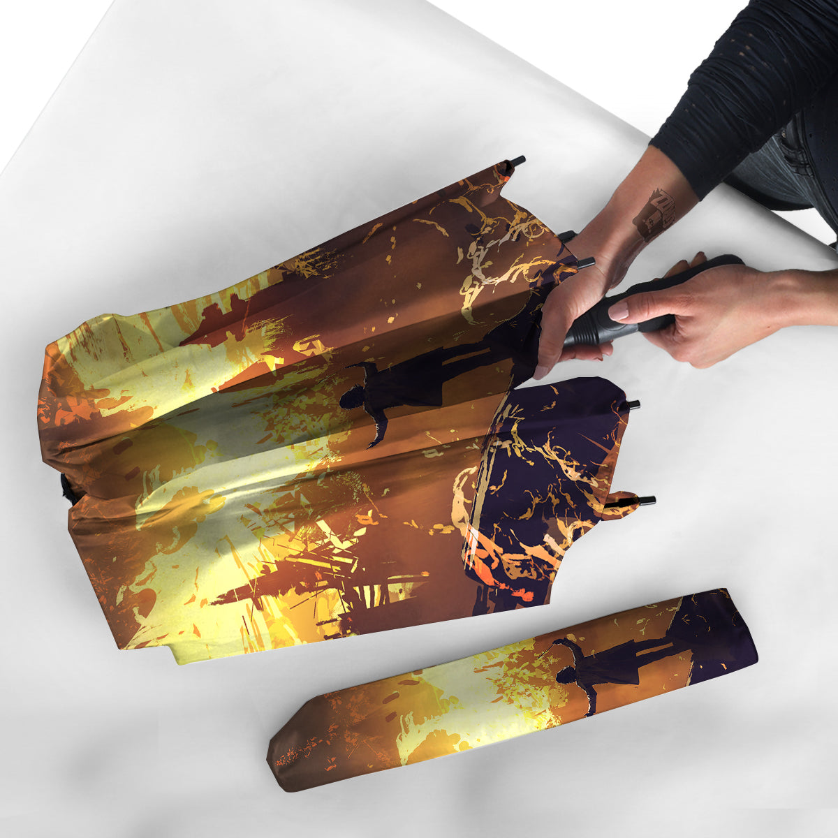 The Man And Phoenix Print Umbrella-grizzshop