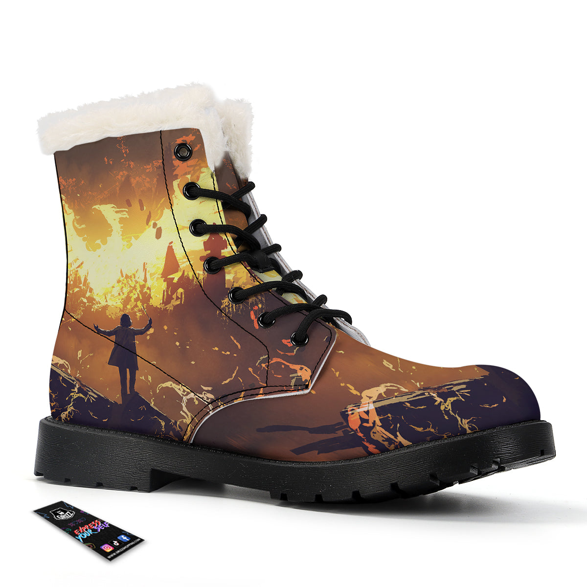 The Man And Phoenix Print Winter Boots-grizzshop