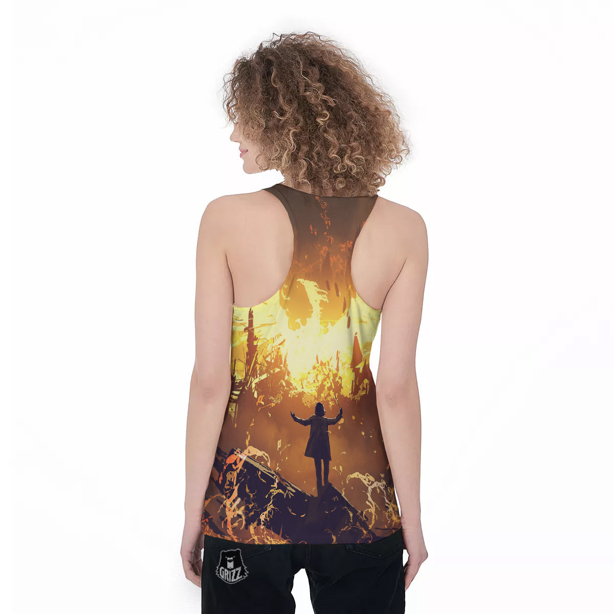 The Man And Phoenix Print Women's Racerback Tank Top-grizzshop