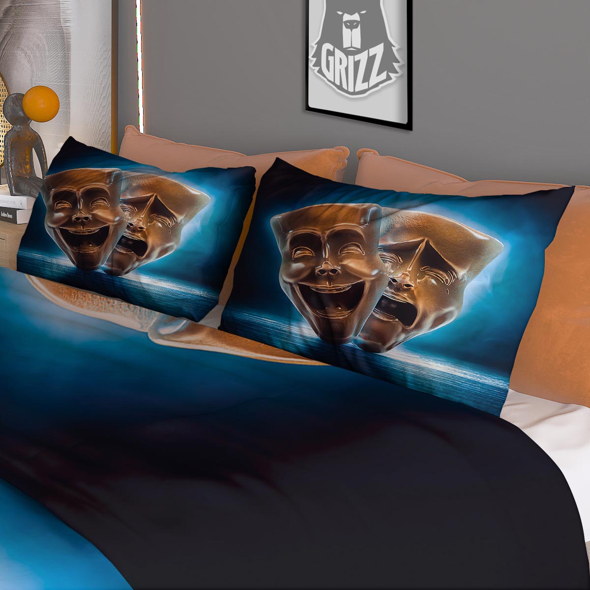 The Theatre Masks Sock And Buskin Duvet Cover Bedding Set