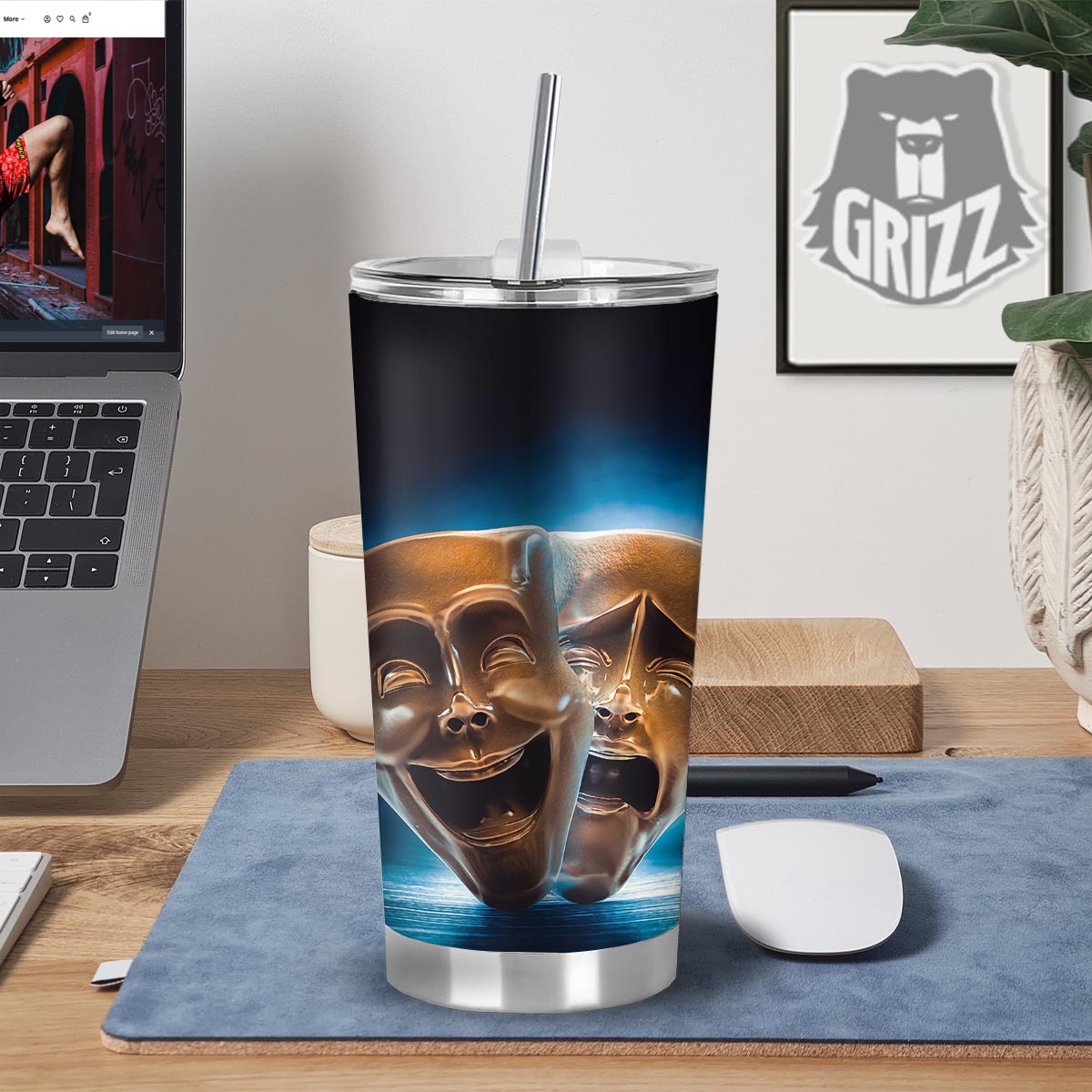 The Theatre Masks Sock And Buskin Tumbler-grizzshop