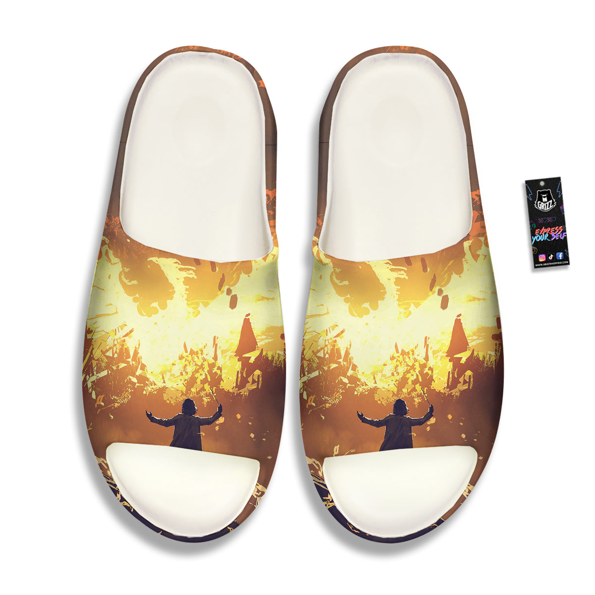 The Man And Phoenix Print Sandals-grizzshop