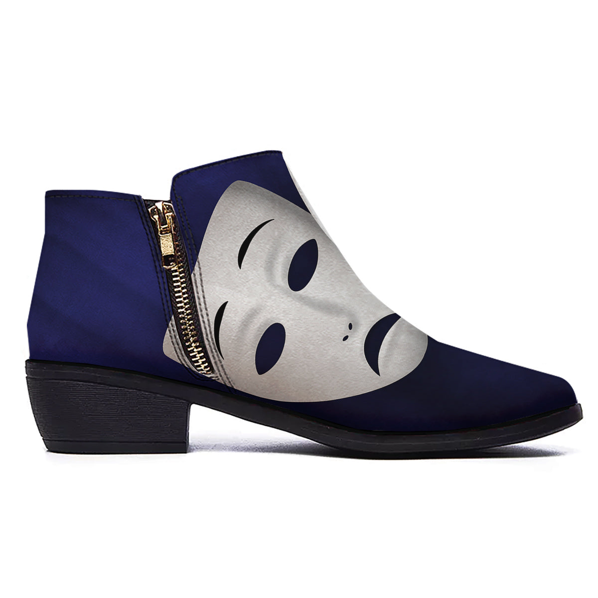 Theater Masks Tragedy And Comedy Print Ankle Boots-grizzshop