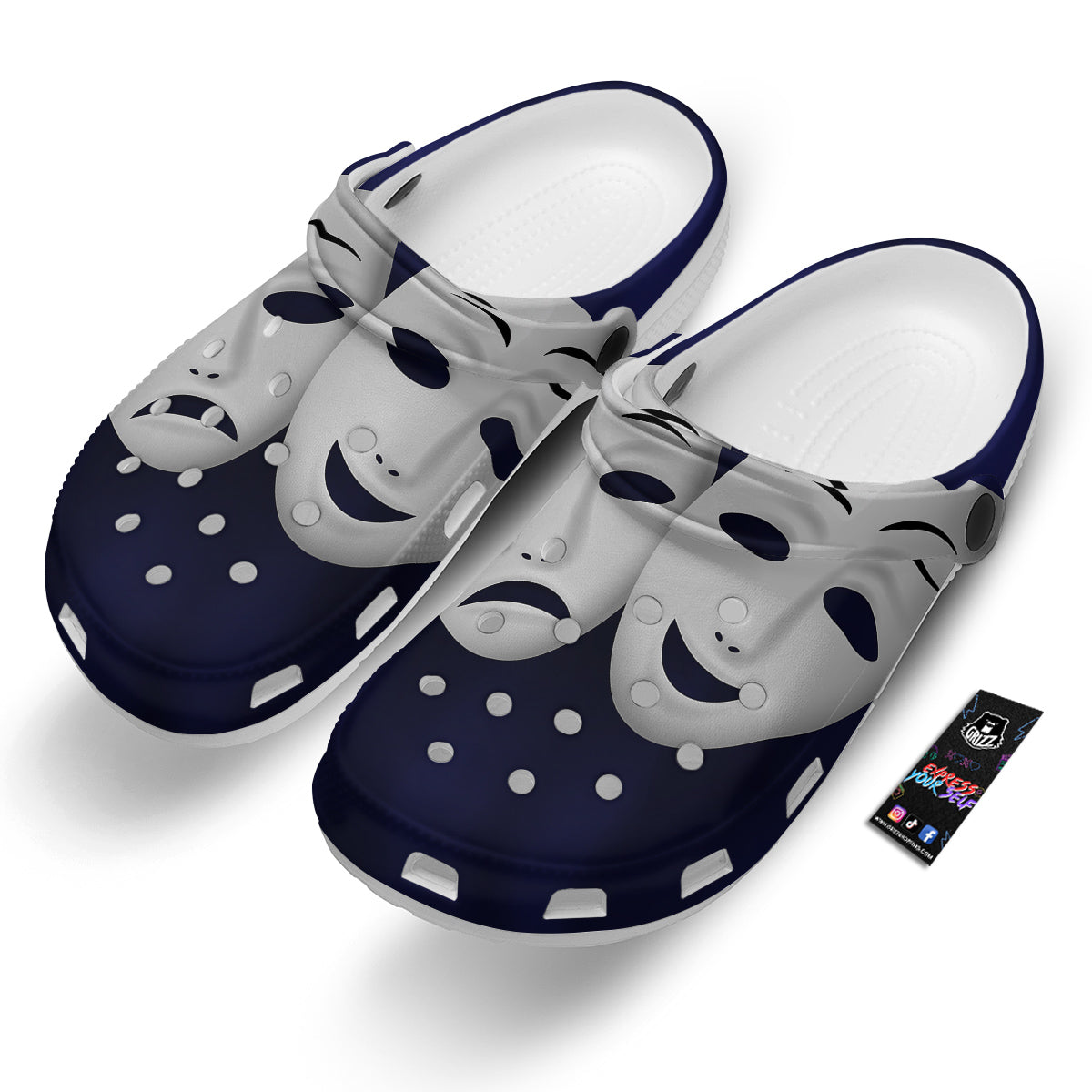 Theater Masks Tragedy And Comedy Print Clog-grizzshop