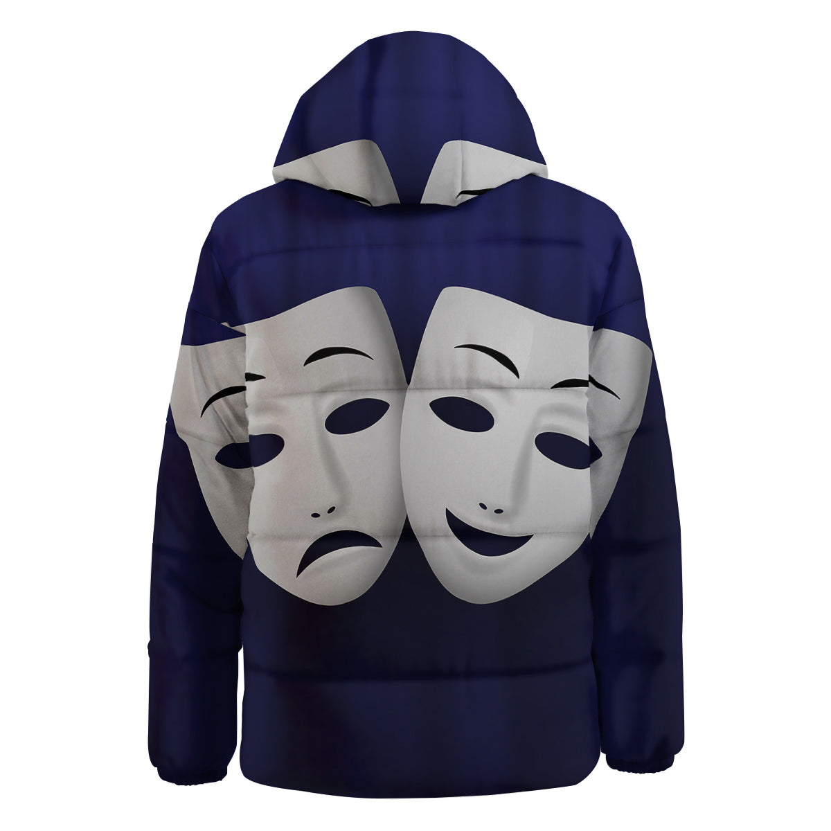 Theater Masks Tragedy And Comedy Print Down Jacket-grizzshop