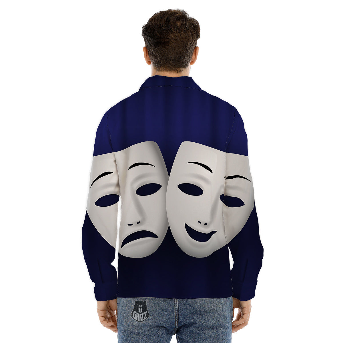 Theater Masks Tragedy And Comedy Print Men's Dress Shirts-grizzshop