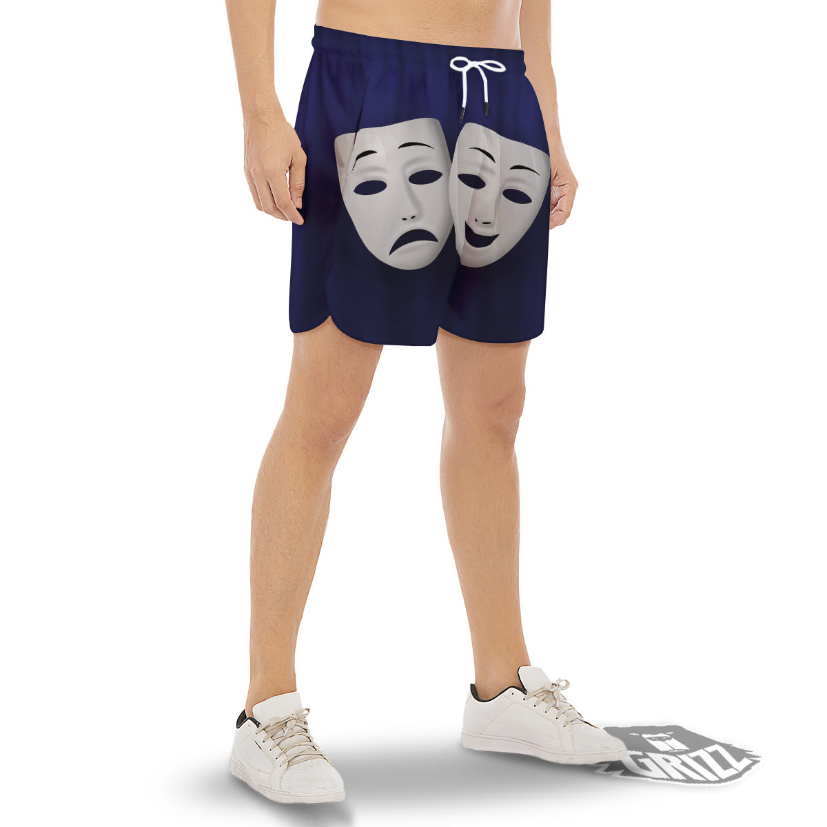 Theater Masks Tragedy And Comedy Print Men's Gym Shorts-grizzshop