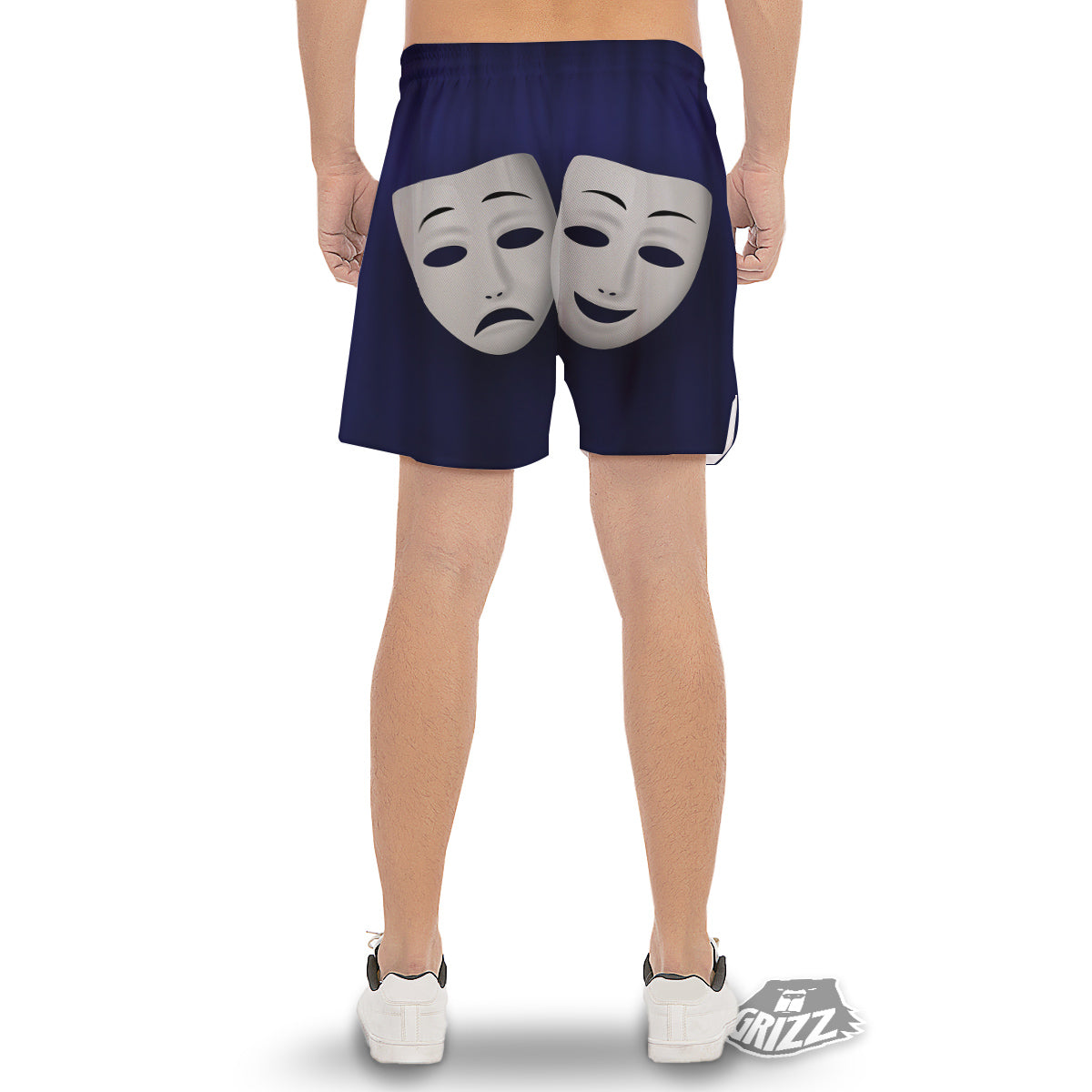 Theater Masks Tragedy And Comedy Print Men's Gym Shorts-grizzshop