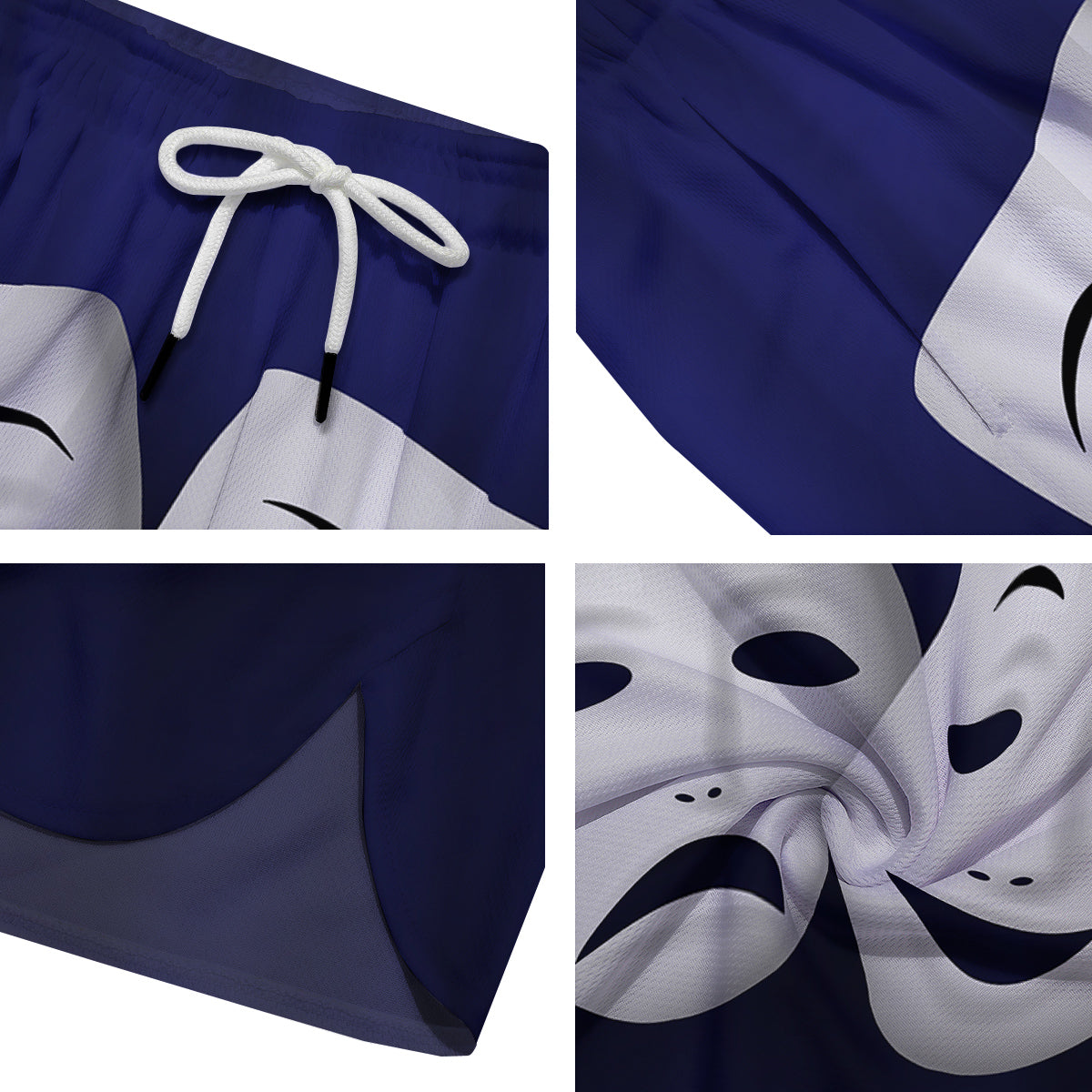 Theater Masks Tragedy And Comedy Print Men's Running Shorts-grizzshop