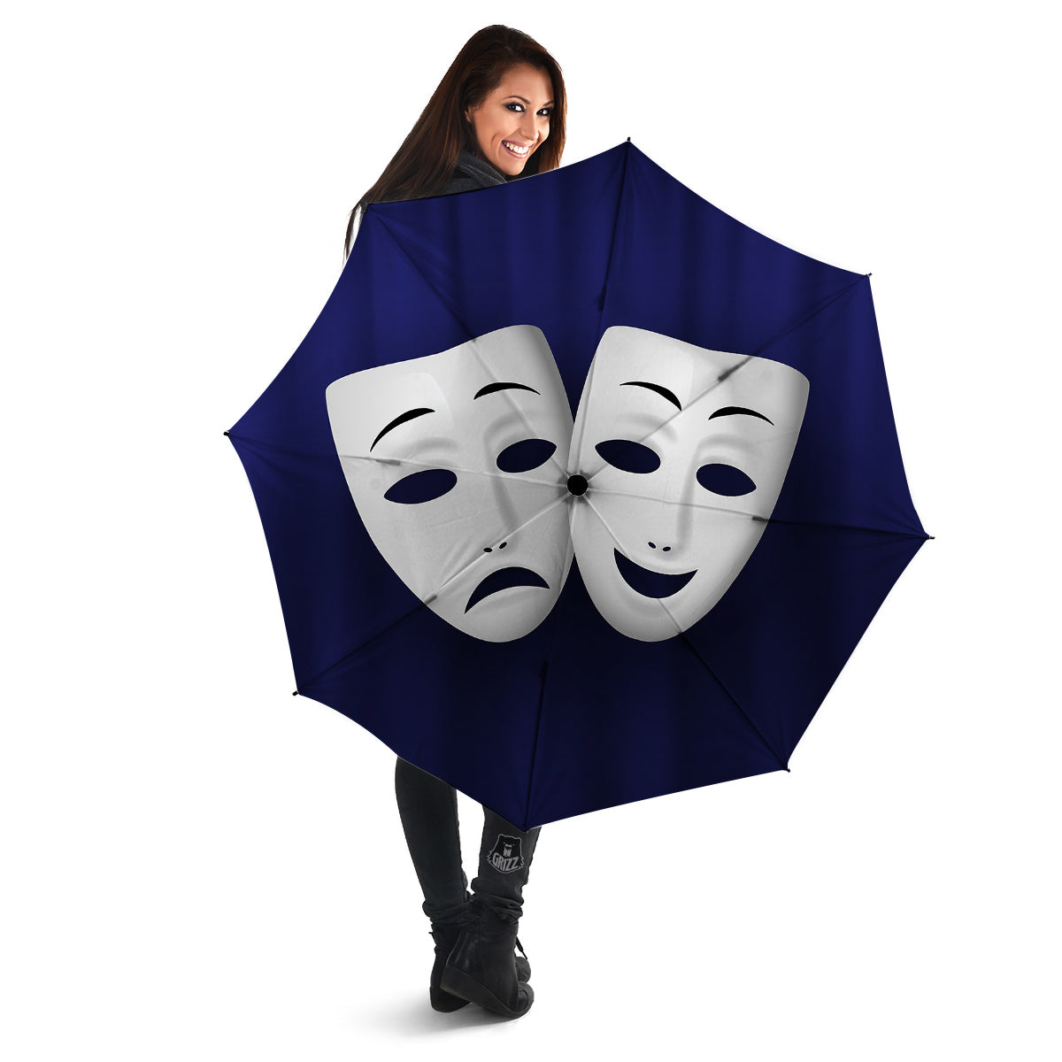 Theater Masks Tragedy And Comedy Print Umbrella-grizzshop