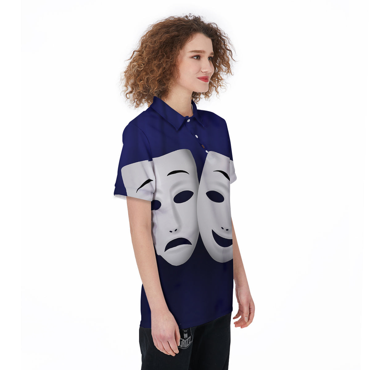 Theater Masks Tragedy And Comedy Print Women's Golf Shirts-grizzshop