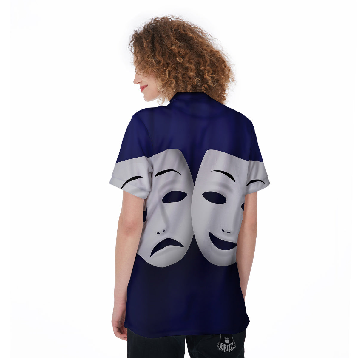 Theater Masks Tragedy And Comedy Print Women's Golf Shirts-grizzshop