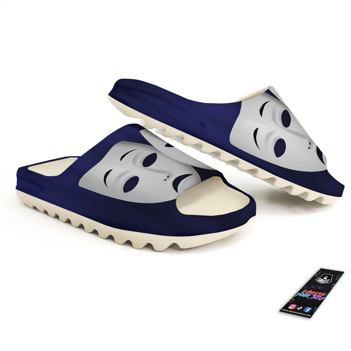Theater Masks Tragedy And Comedy Print Sandals-grizzshop