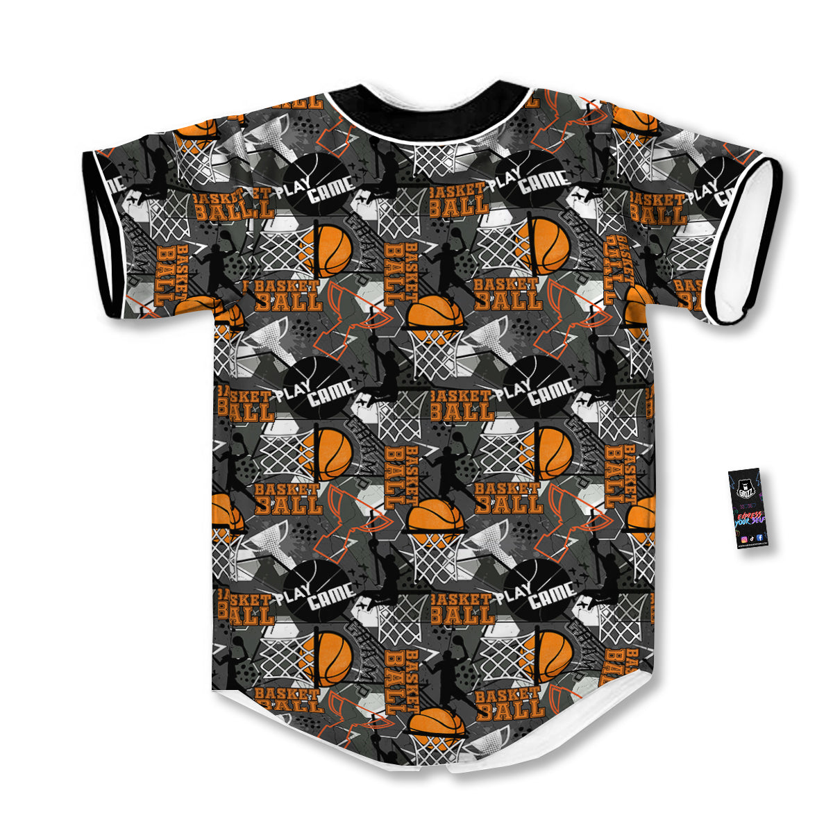 Theme Basketball Print Pattern Baseball Jersey-grizzshop
