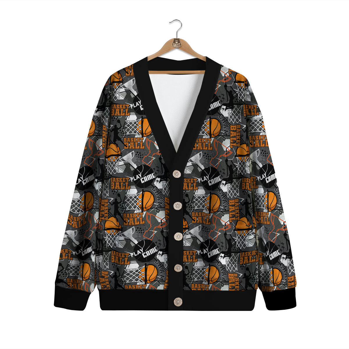 Theme Basketball Print Pattern Cardigan-grizzshop