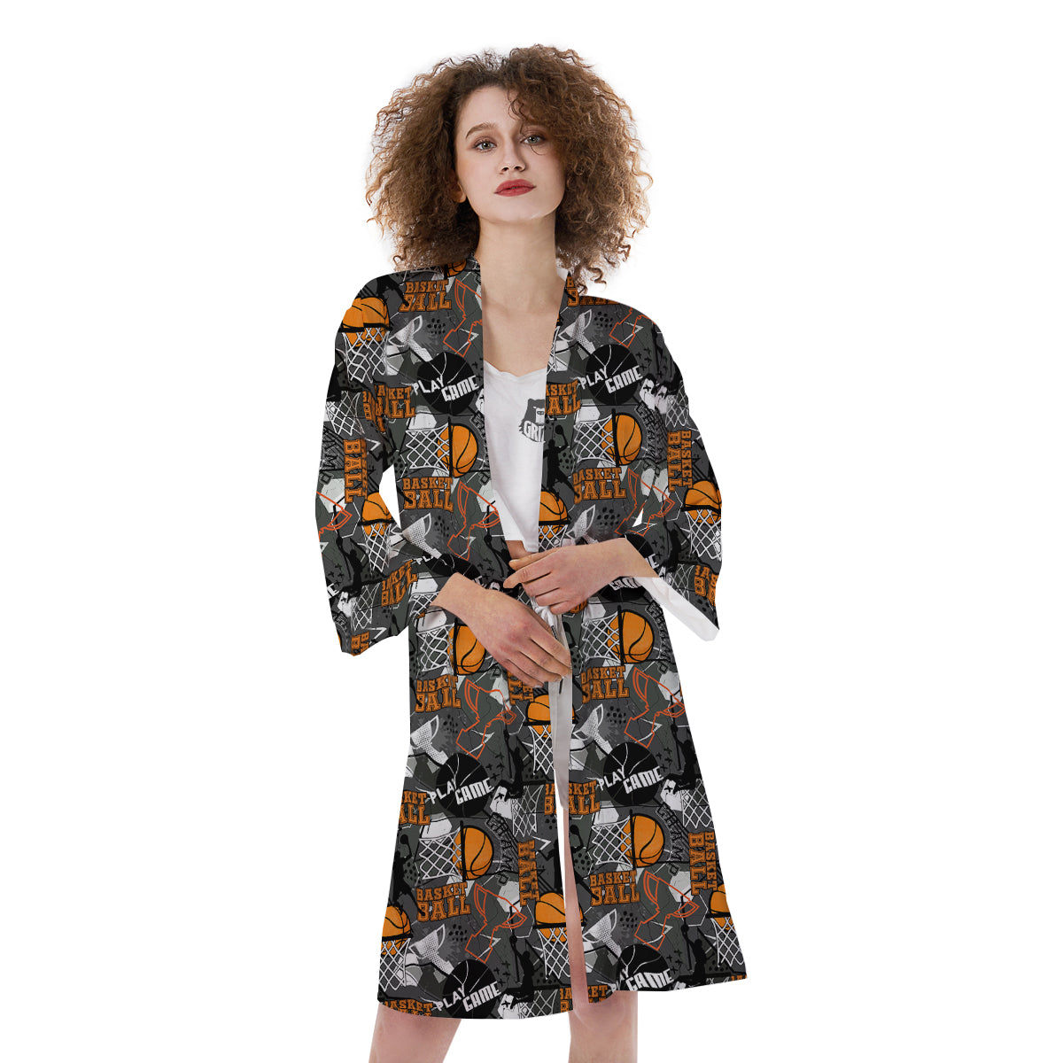 Theme Basketball Print Pattern Kimono-grizzshop