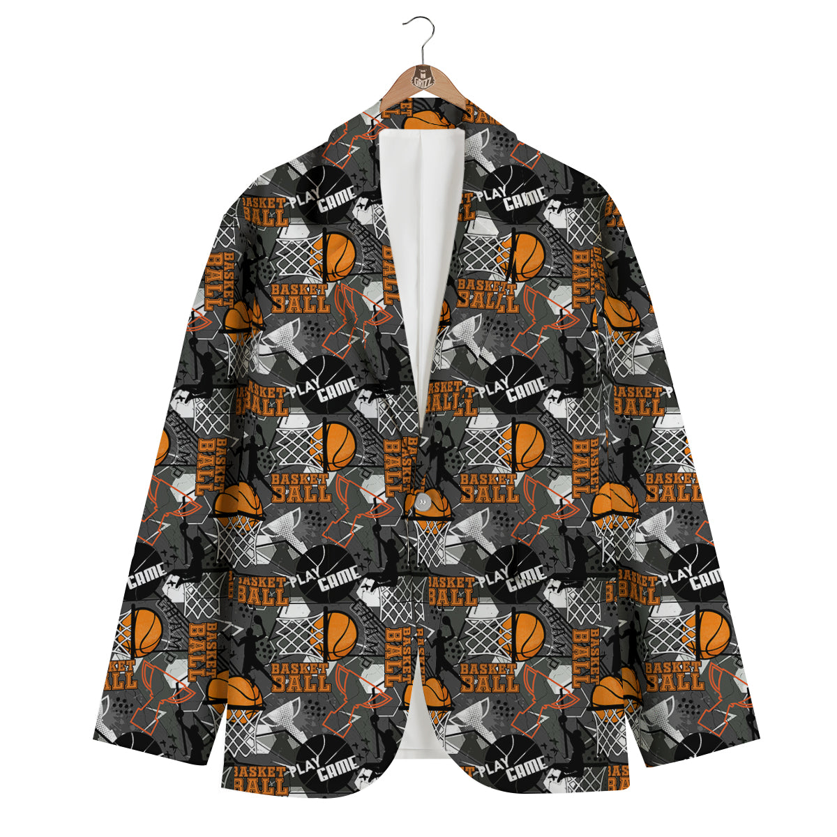 Theme Basketball Print Pattern Men's Blazer-grizzshop