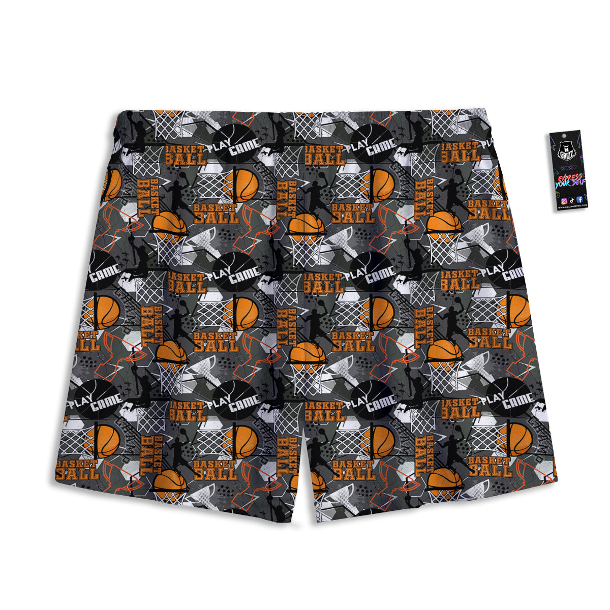 Theme Basketball Print Pattern Mesh Shorts-grizzshop