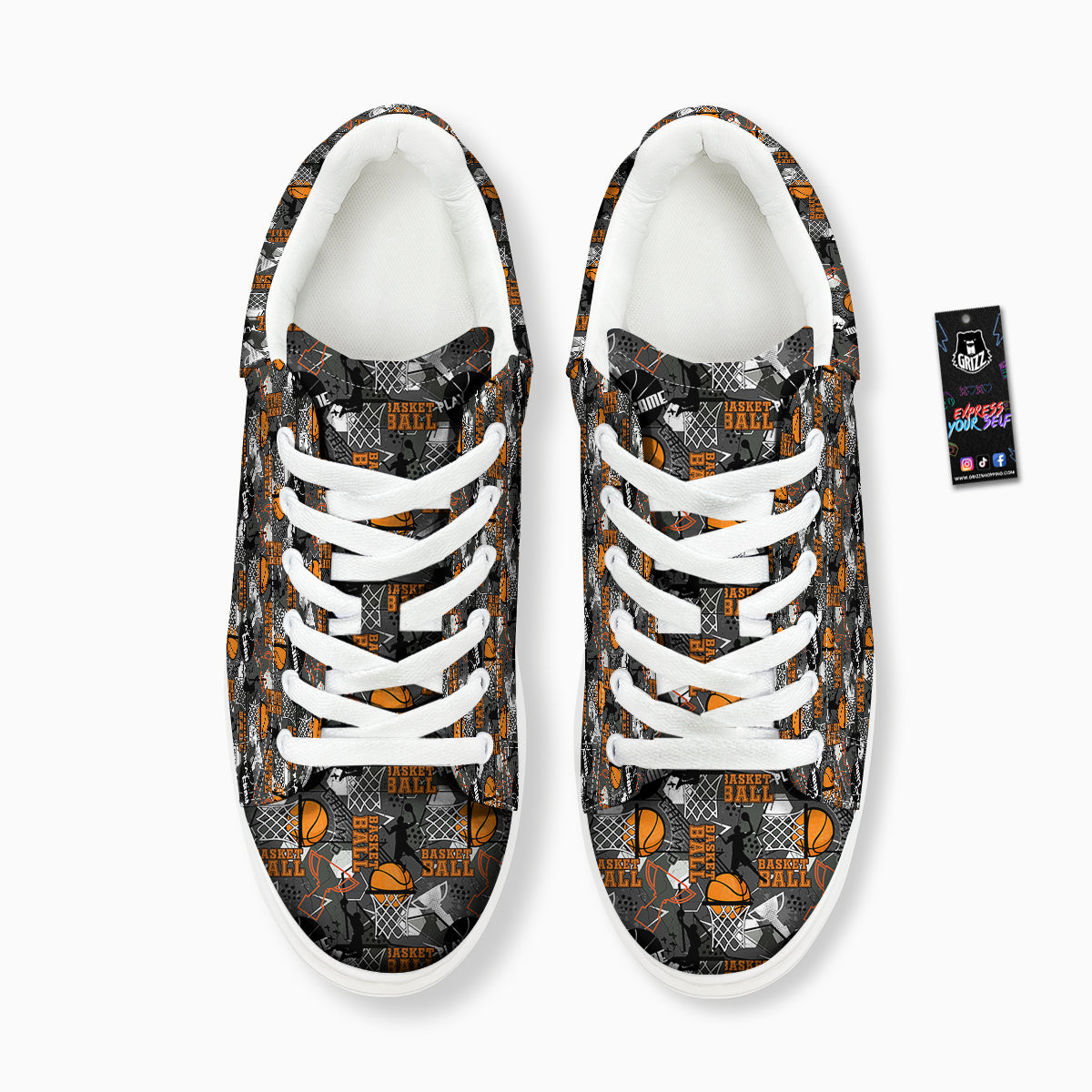 Theme Basketball Print Pattern Platform Shoes-grizzshop