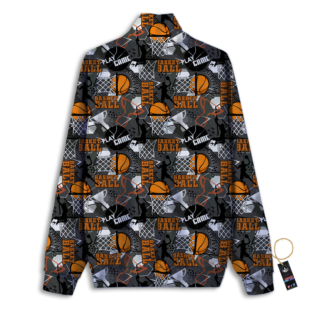 Theme Basketball Print Pattern Track Jacket-grizzshop