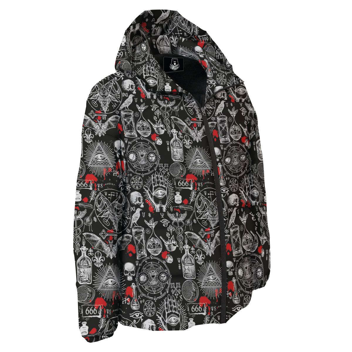 Theme Of Satanism Print Pattern Down Jacket-grizzshop