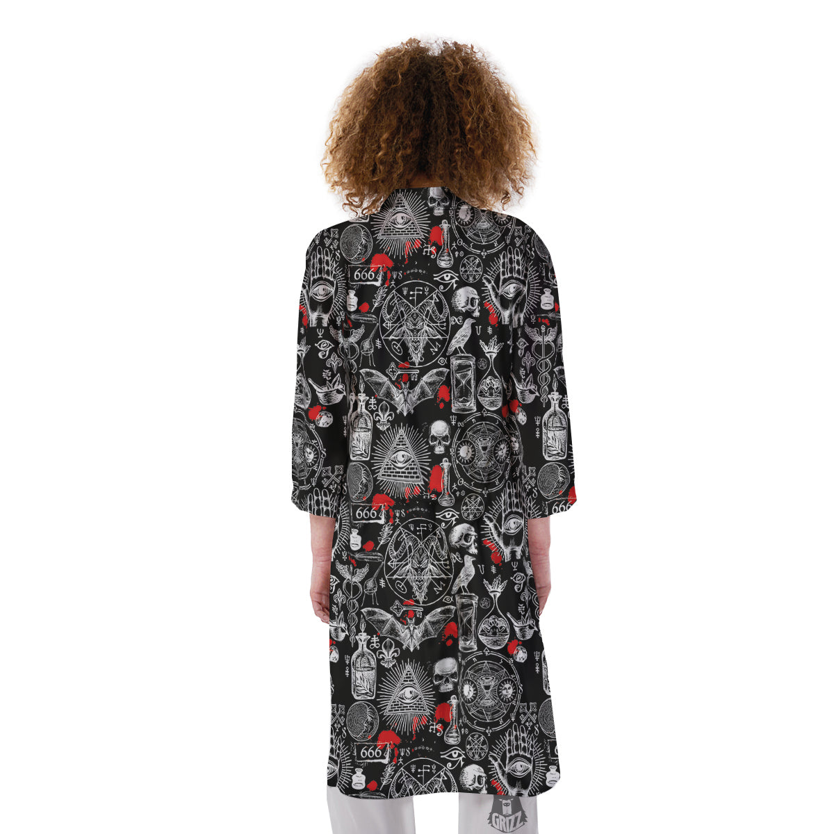 Theme Of Satanism Print Pattern Kimono-grizzshop
