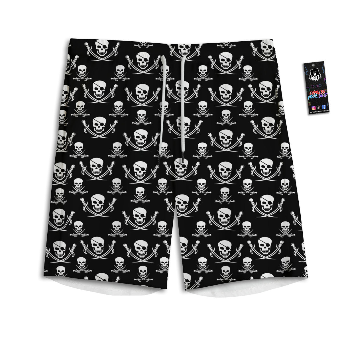 Theme Pirate Print Pattern Men's Athletic Shorts