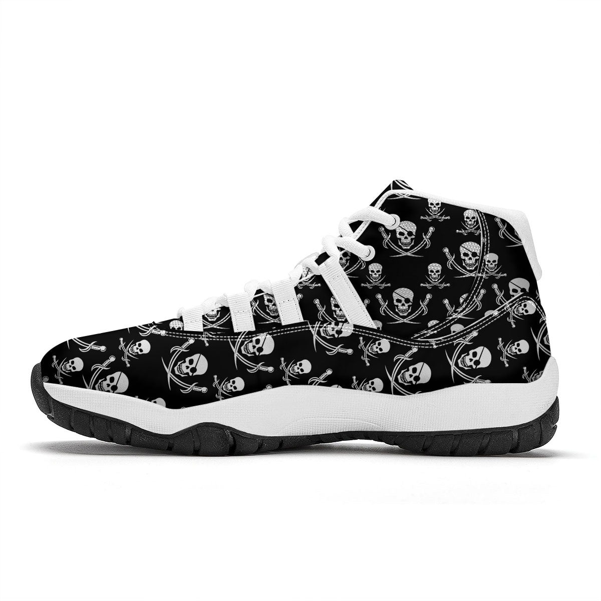 Theme Pirate Print Pattern White Bball Shoes-grizzshop
