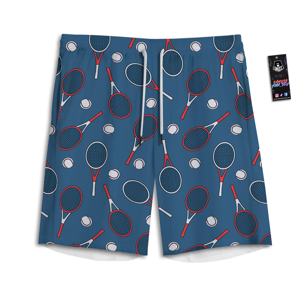 Theme Tennis Print Pattern Men's Athletic Shorts