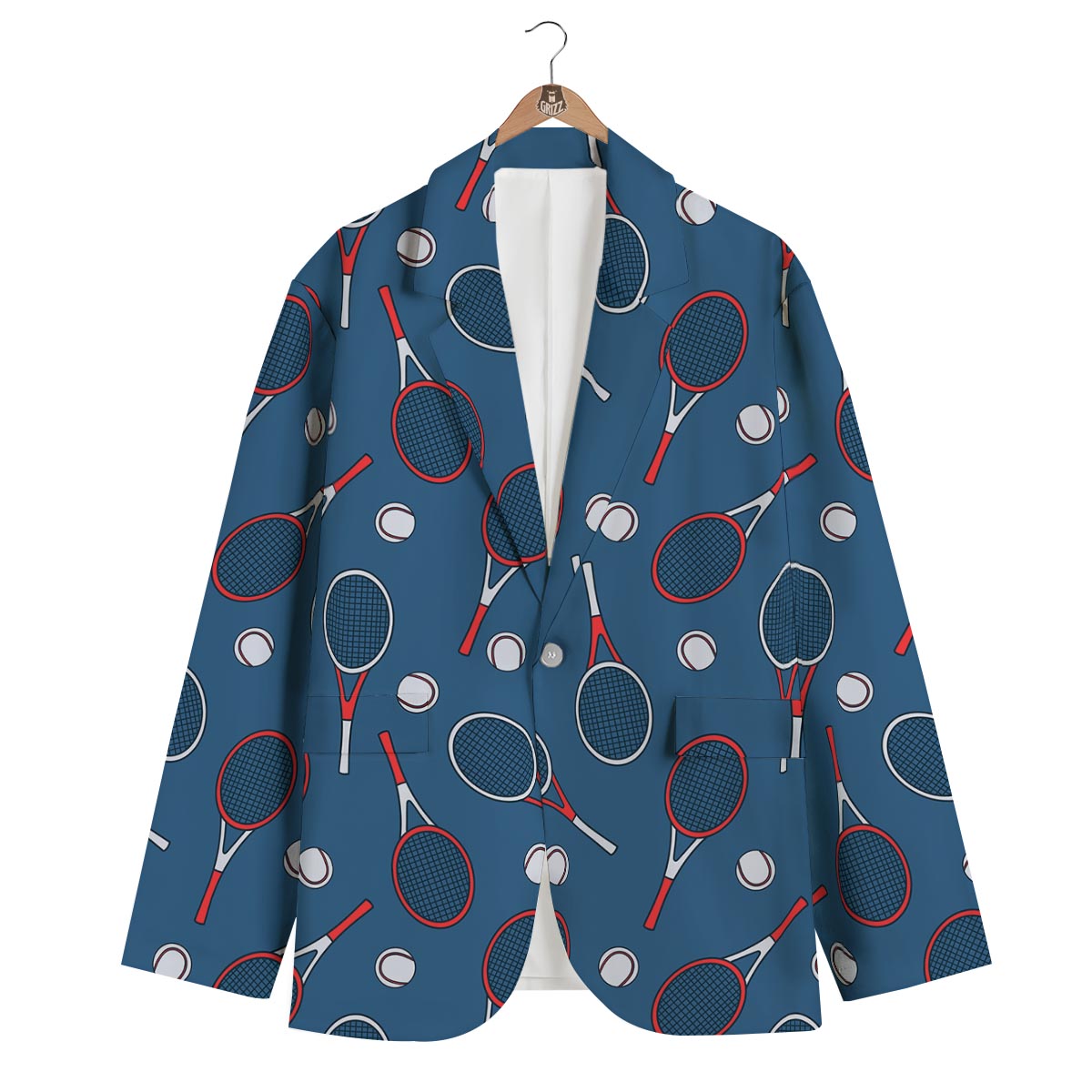 Theme Tennis Print Pattern Men's Blazer-grizzshop