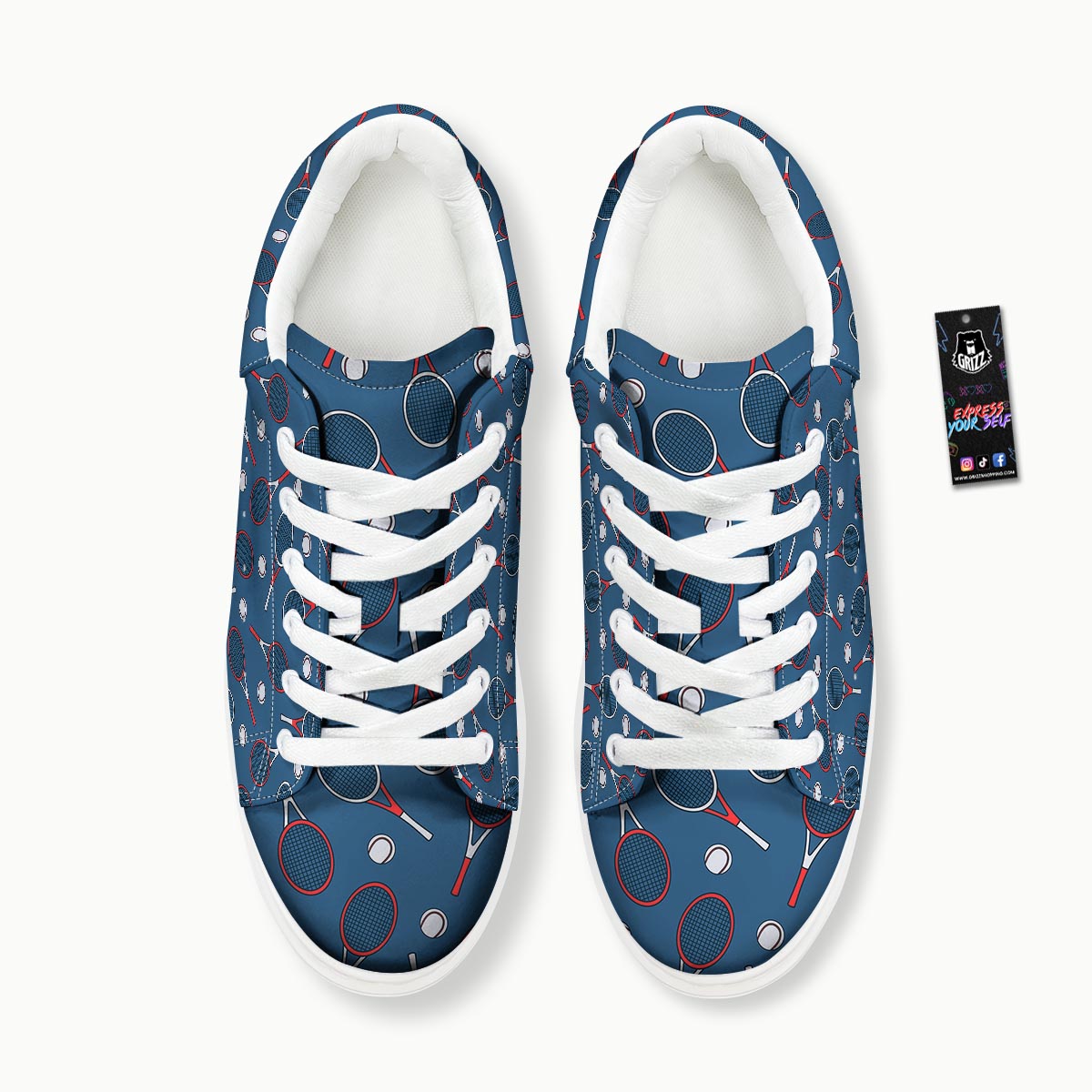 Theme Tennis Print Pattern Platform Shoes-grizzshop
