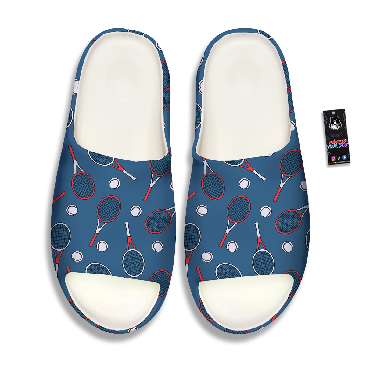 Theme Tennis Print Pattern Sandals-grizzshop