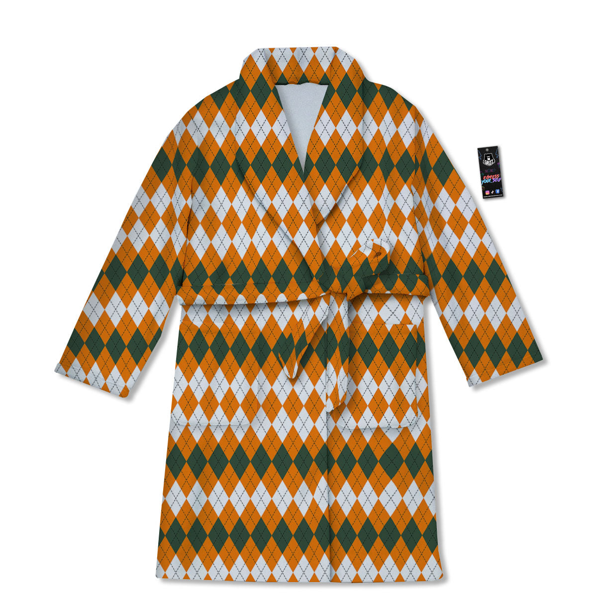 Themed Argyle Halloween Print Pattern Bathrobe-grizzshop