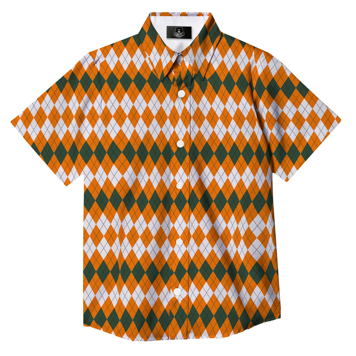 Themed Argyle Halloween Print Pattern Button Up Shirt-grizzshop