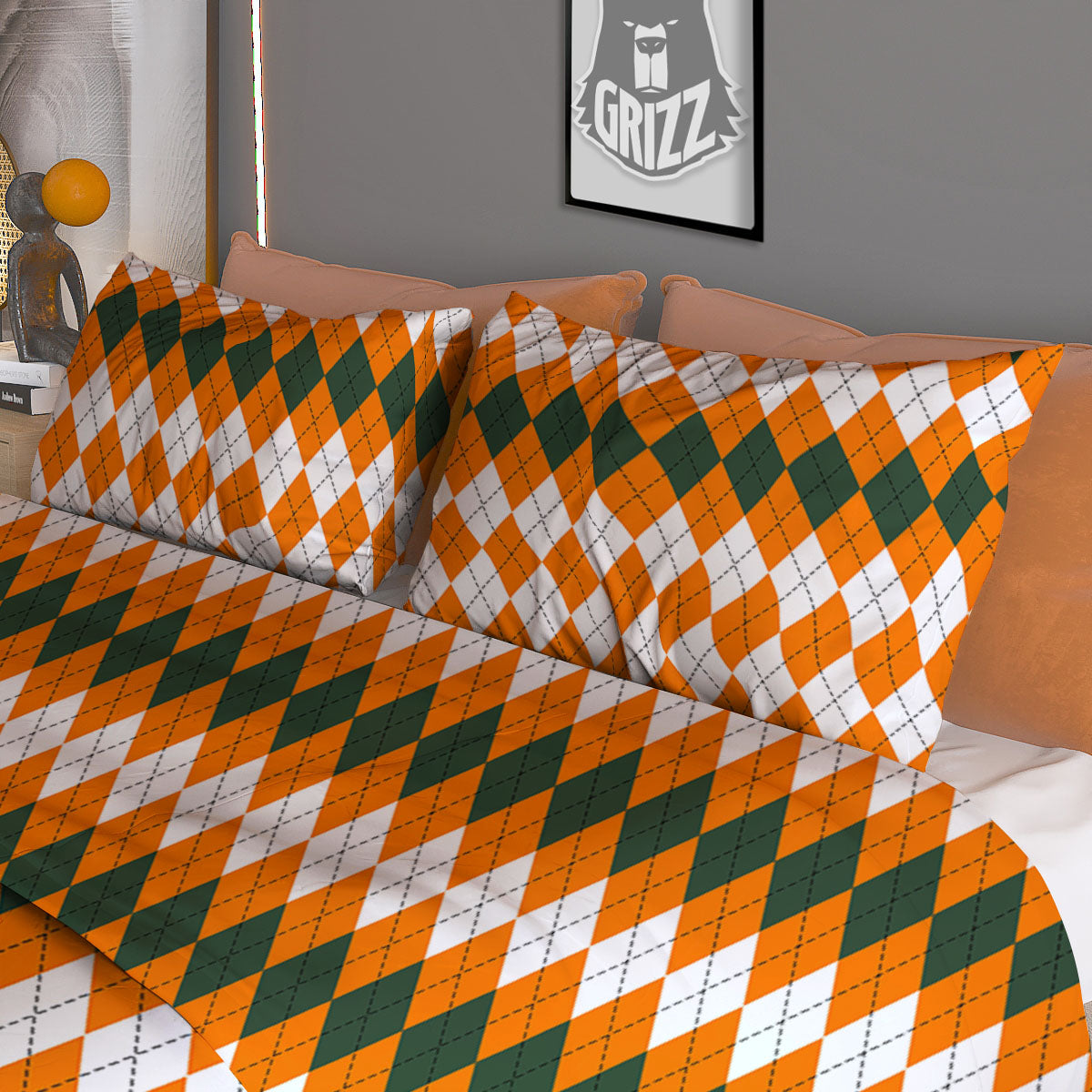 Themed Argyle Halloween Print Pattern Duvet Cover Bedding Set