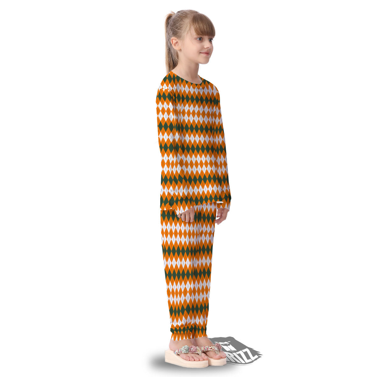 Themed Argyle Halloween Print Pattern Kid's Pajamas-grizzshop