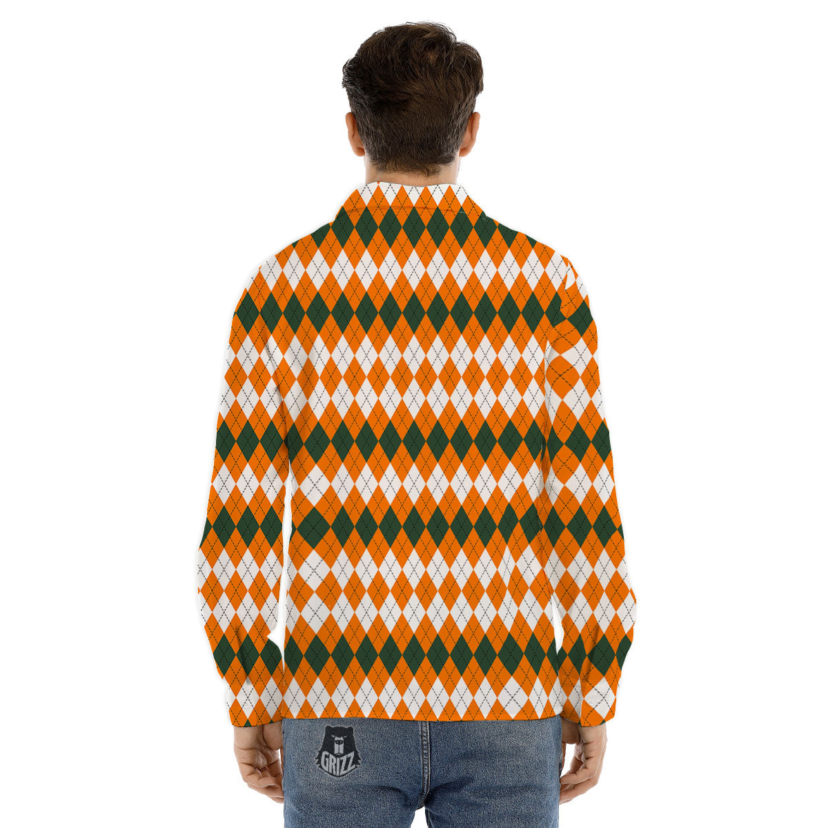 Themed Argyle Halloween Print Pattern Men's Dress Shirts-grizzshop
