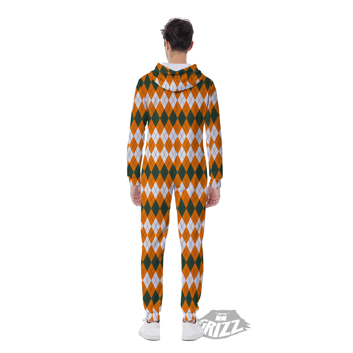 Themed Argyle Halloween Print Pattern Men's Jumpsuit-grizzshop