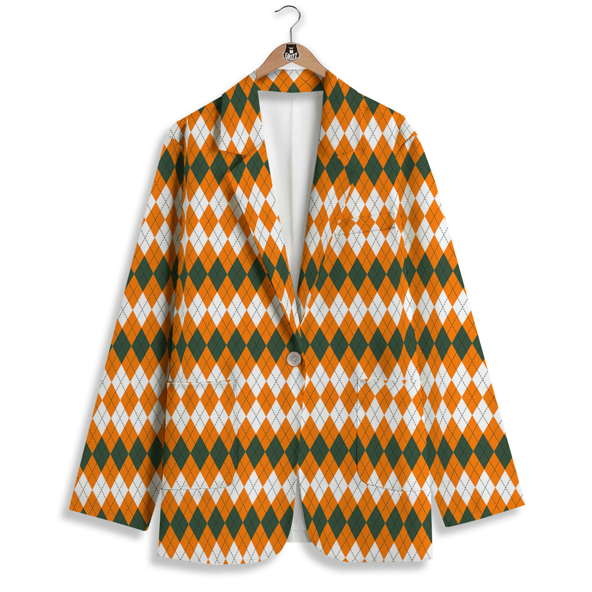 Themed Argyle Halloween Print Pattern Women's Blazer-grizzshop