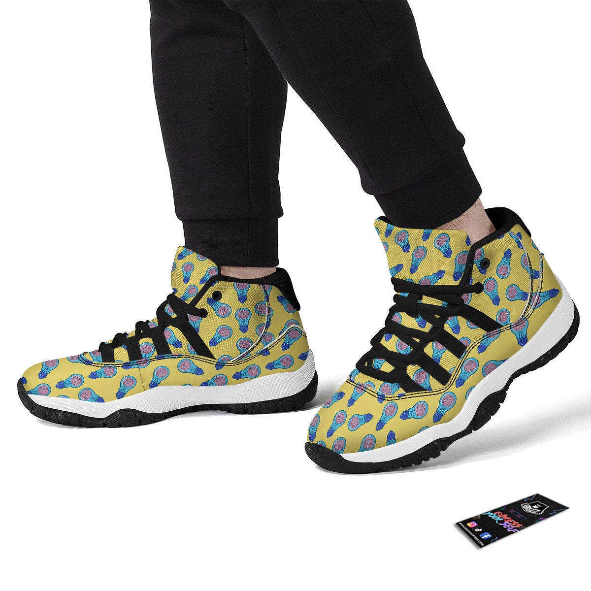 Thinking Brain Pattern Print Black Bball Shoes-grizzshop